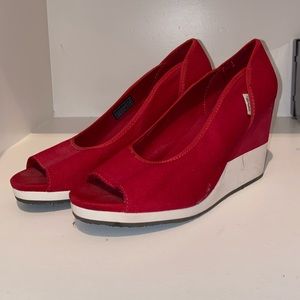 Teva Red Open Toe Wedge